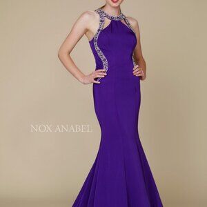 NEW PURPLE  Halter Neck Sheath Shape Prom Dress NX8294